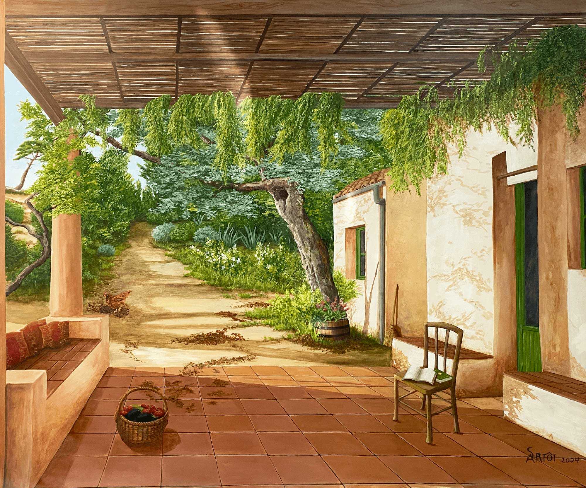 peinture à l'ombre de la terrasse par Sylvie Artôt