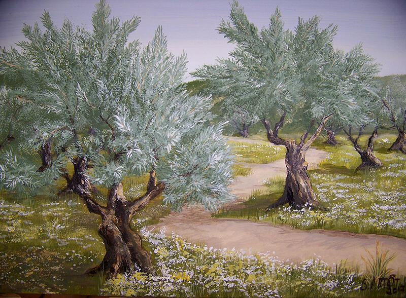 peinture champ oliviers par Sylvie Artôt
