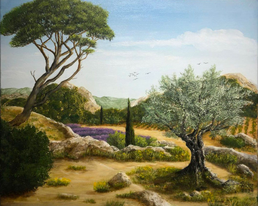 peinture Oliviers twistent par Sylvie Artôt