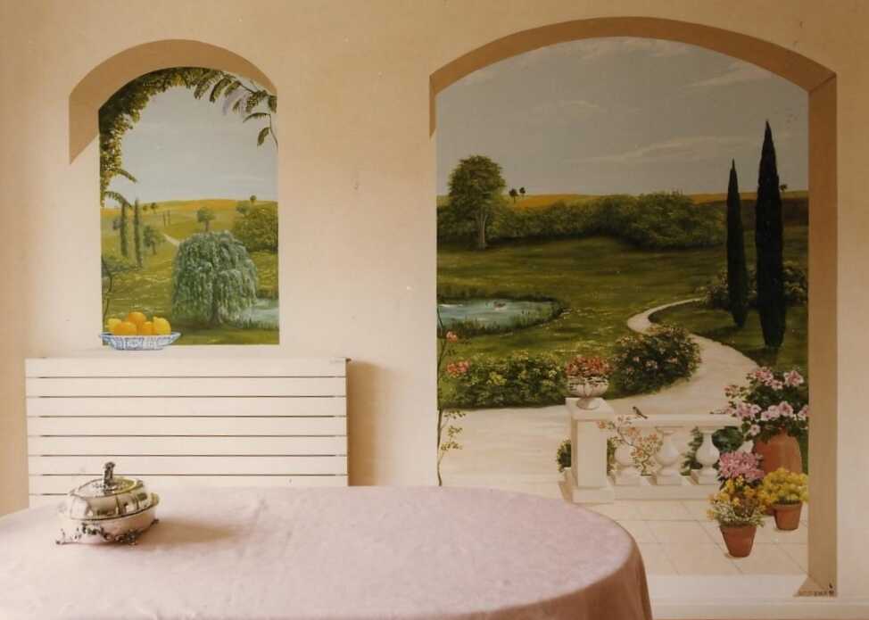 trompe-l'œil panoramique paysage drôme provençal dans salle à manger par Sylvie Artôt